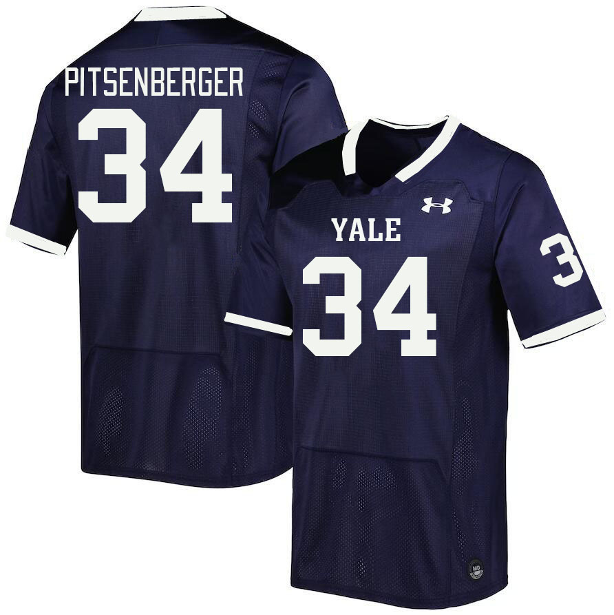 Men-Youth #34 Joshua Pitsenberger Yale Bulldogs 2023 College Football Jerseys Stitched-Blue